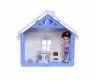 Кукольный деревенский домик "Маруся" с мебелью, бело-синий