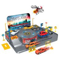 Игровой набор "Гараж" с 3 машинками и вертолетом