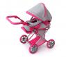 Прогулочная коляска-трансформер для кукол, серо-розовая