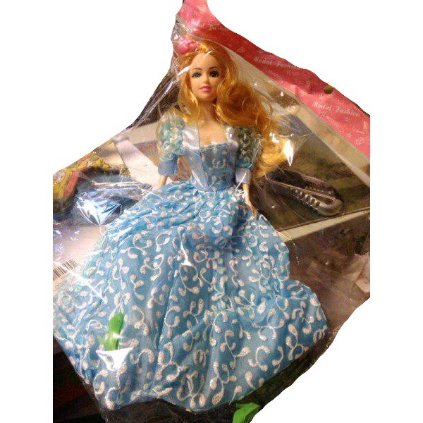 Кукла в голубо-белом бальном платье, 29 см