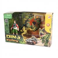 Игровой набор "Дилофозавр и охотник со снаряжением"